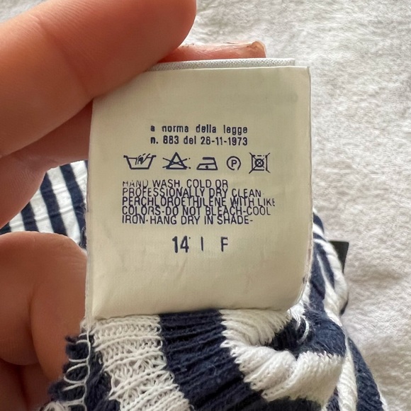 Vintage 90s Versace Jeans Couture Blue And White Striped Cotton Knit Crop Top - Picture 7 of 11